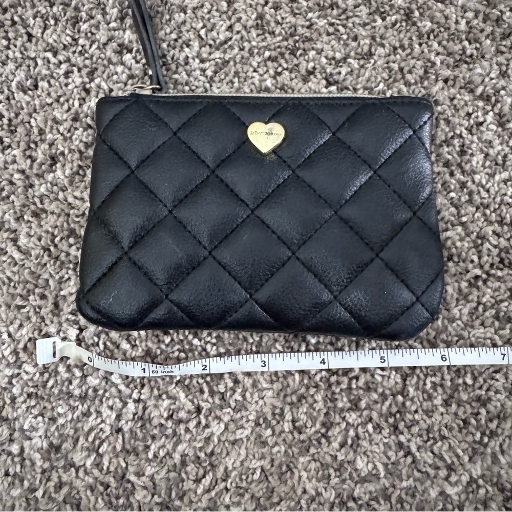 Betsey Johnson black puffy heart pattern zipper pouch - Picture 6 of 7